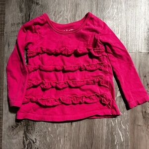Vibrant Pink Ruffle Long Sleeve Tee